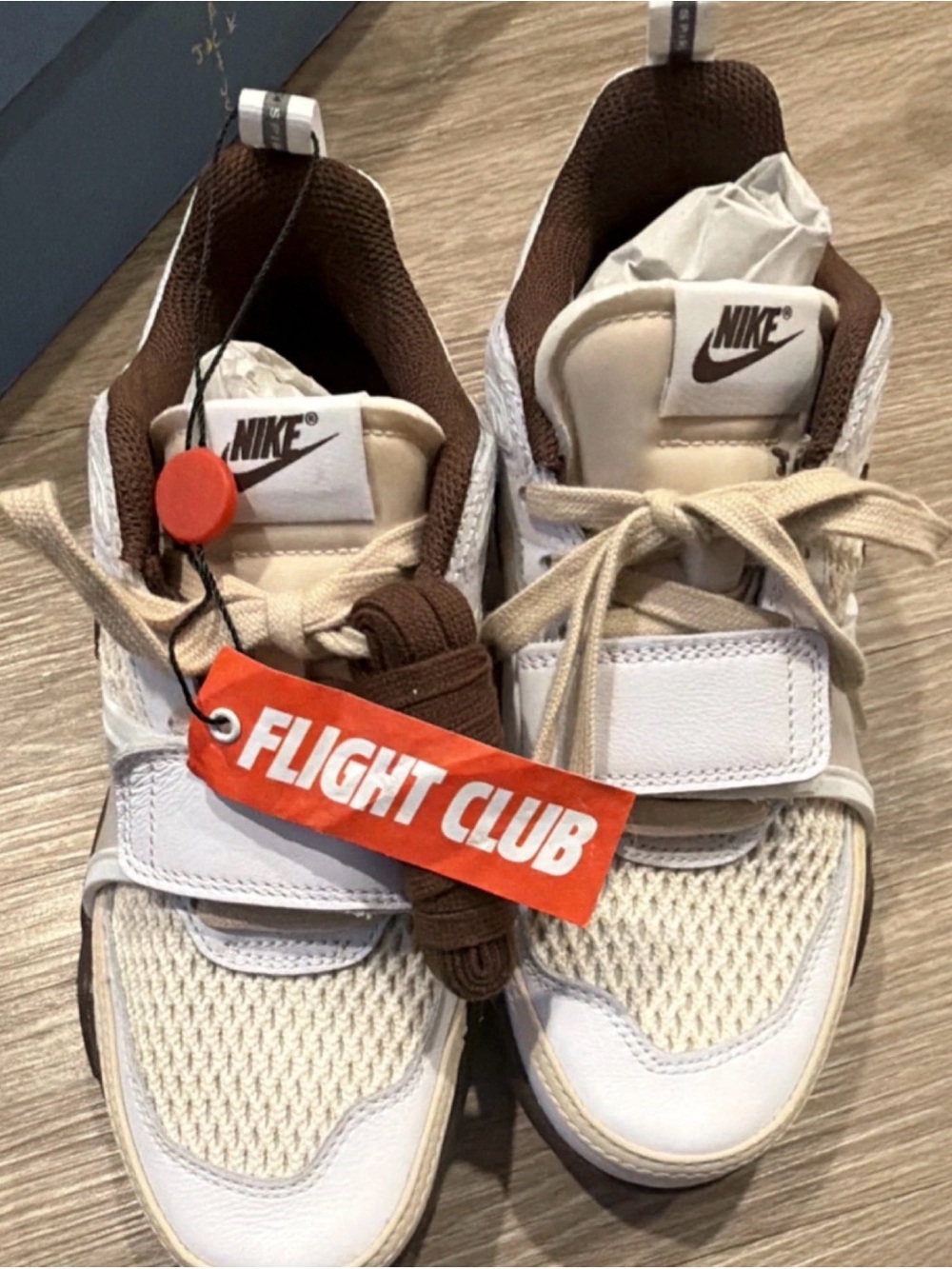 Nike White and Cream Athletic Sneakers with Brown Accents
